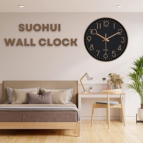Miniatura 9 de Reloj de pared silencioso de 12 pulgadas, sin tictac, funciona con pilas, para decoración de sala de estar, reloj de pared moderno para el hogar,