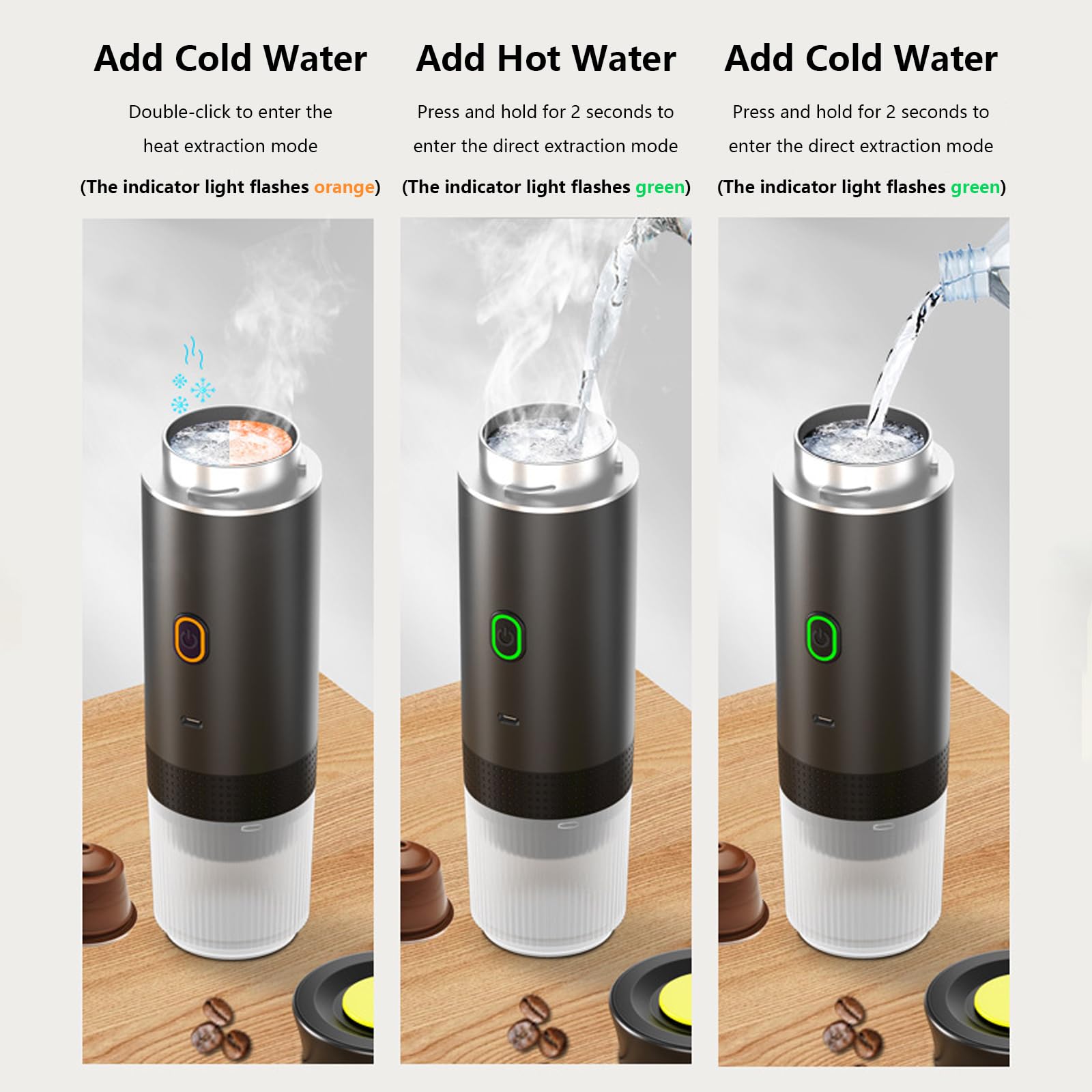 Macchina da Caffè Espresso Portatile, Macchina per Caffè Espresso Elettrica 3 in 1, 60ml Caffettiera Elettrica da Viaggio con Batteria per 12V Auto e Camion e Campeggio