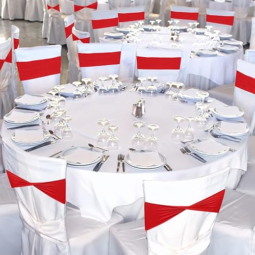 Vista 14 de CHENGU 100 bandas de elastano para sillas de matrimonio, sin hebilla, para decoración de cumpleaños, lazos elásticos, bandas deslizantes de elastano