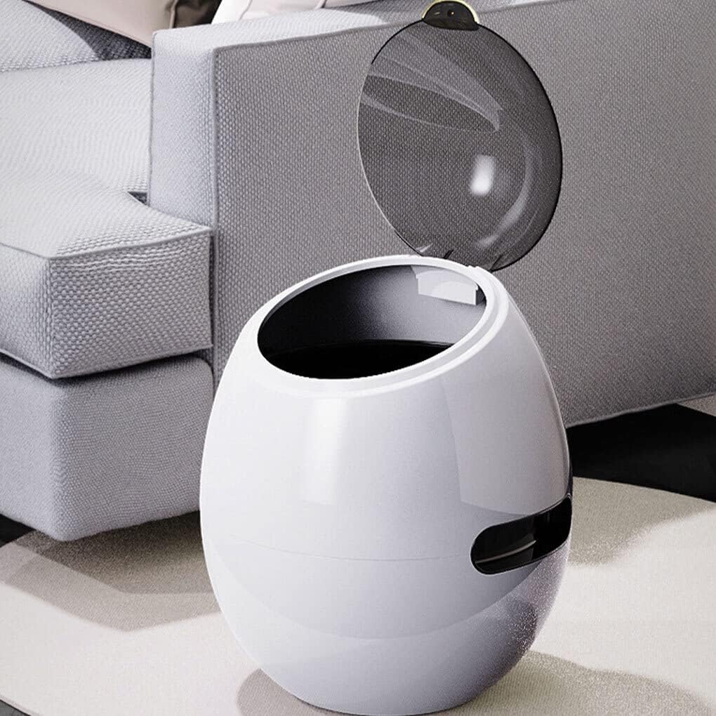 BIOPLJ 2.5 Gallon Egg Shaped Wastebasket, Kitchen Trash Can, Garbage Can with Lid, Compact Garbage Bin with Removable Liner Bucket