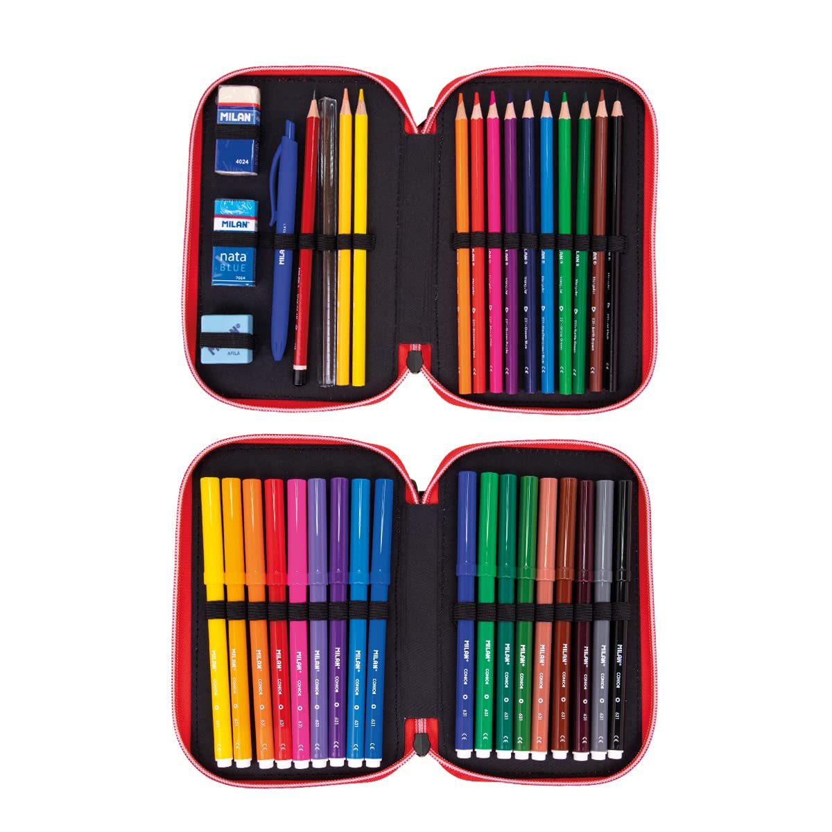 MILAN® Vikings Special Series 2 Tier Pencil Case, Red - Image 2
