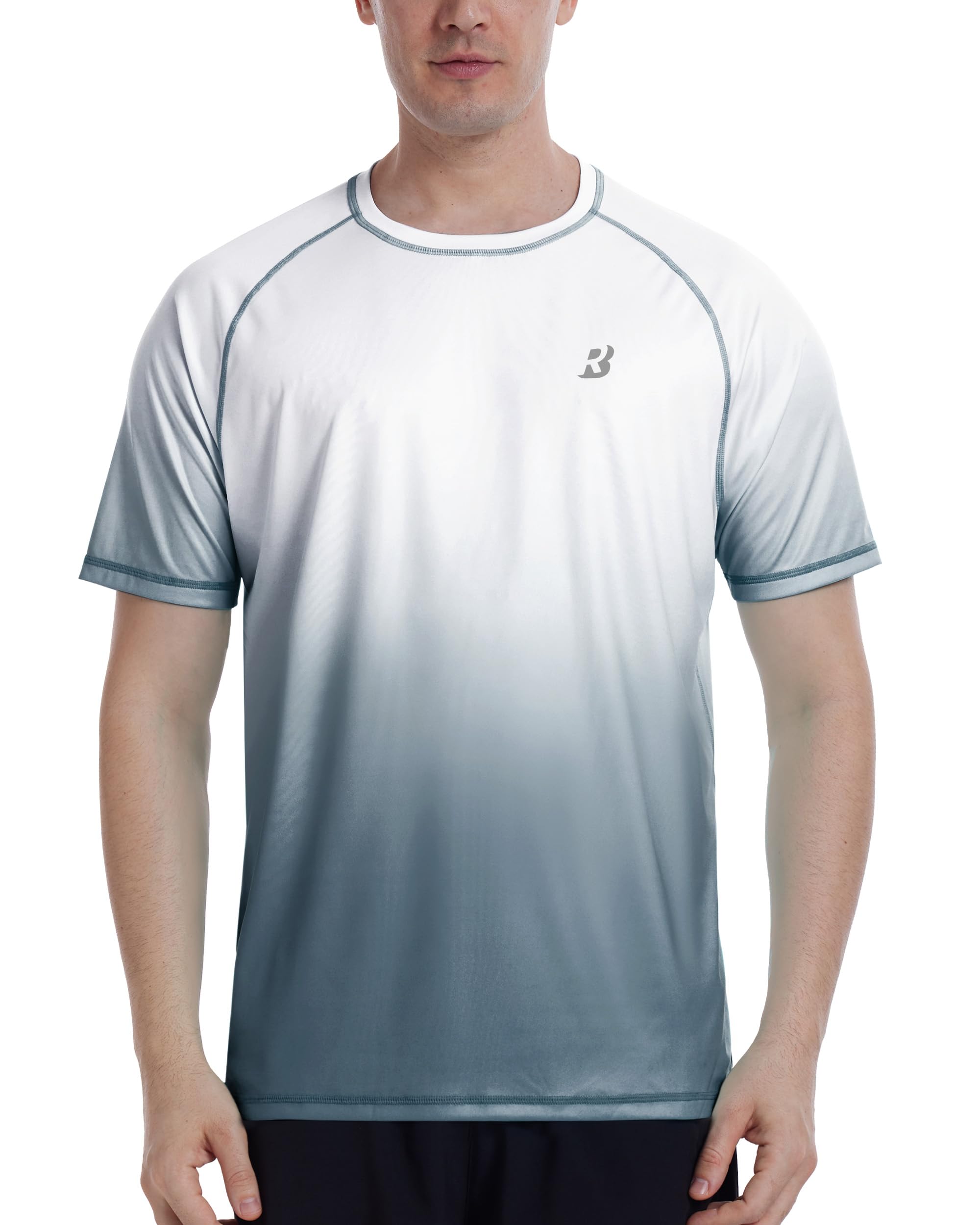 Roadbox Herren Kurzarm Rashguard, UV Schutz UPF 50+ Schnelltrocknend Bade Shirt, Atmungsaktives Outdoor Wassersport Shirt