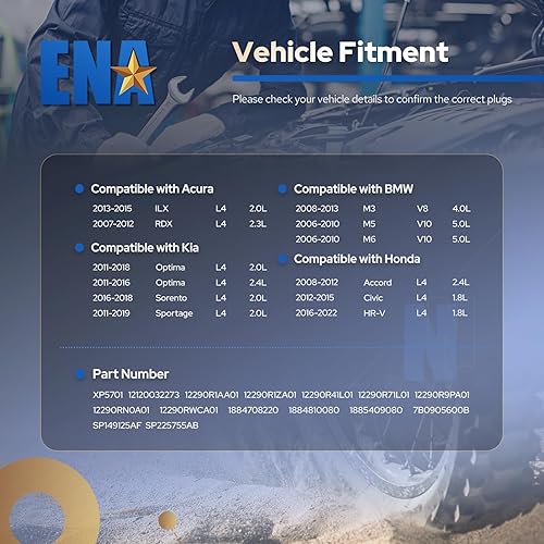 Miniatura 3 de ENA Juego de 6 bujías iridio compatibles con BMW Chrysler Dodge M3 M5 M6 200 300 Pacifica Town & Country Voyager Avenger Challenger Charger Durango