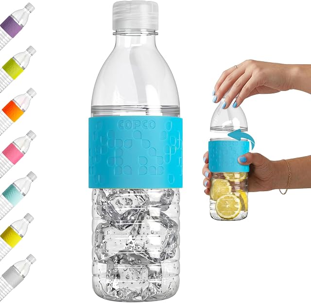 Copco Hydra Bouteille d'eau Tritan réutilisable avec couvercle résistant aux déversements et manches antidérapantes, 16,9-Ounce, bleu clair