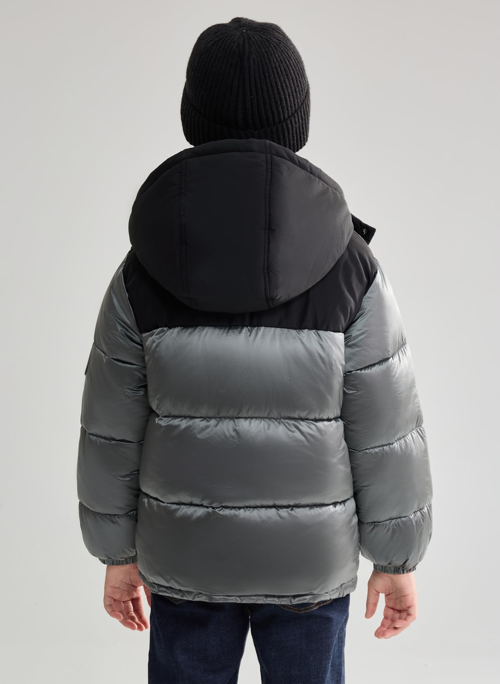 SOLOCOTE Jungen Wintermantel Schwer Wasserabweisend Kapuzen Steppjacke Dick Glänzende Oberbekleidung Kinder Winterjacke