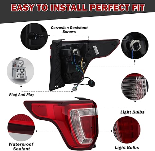 Miniatura 2 de Luz trasera de la lámpara de freno trasero para Ford Explorer 2016 2017 2018 2019 (lado izquierdo del conductor)