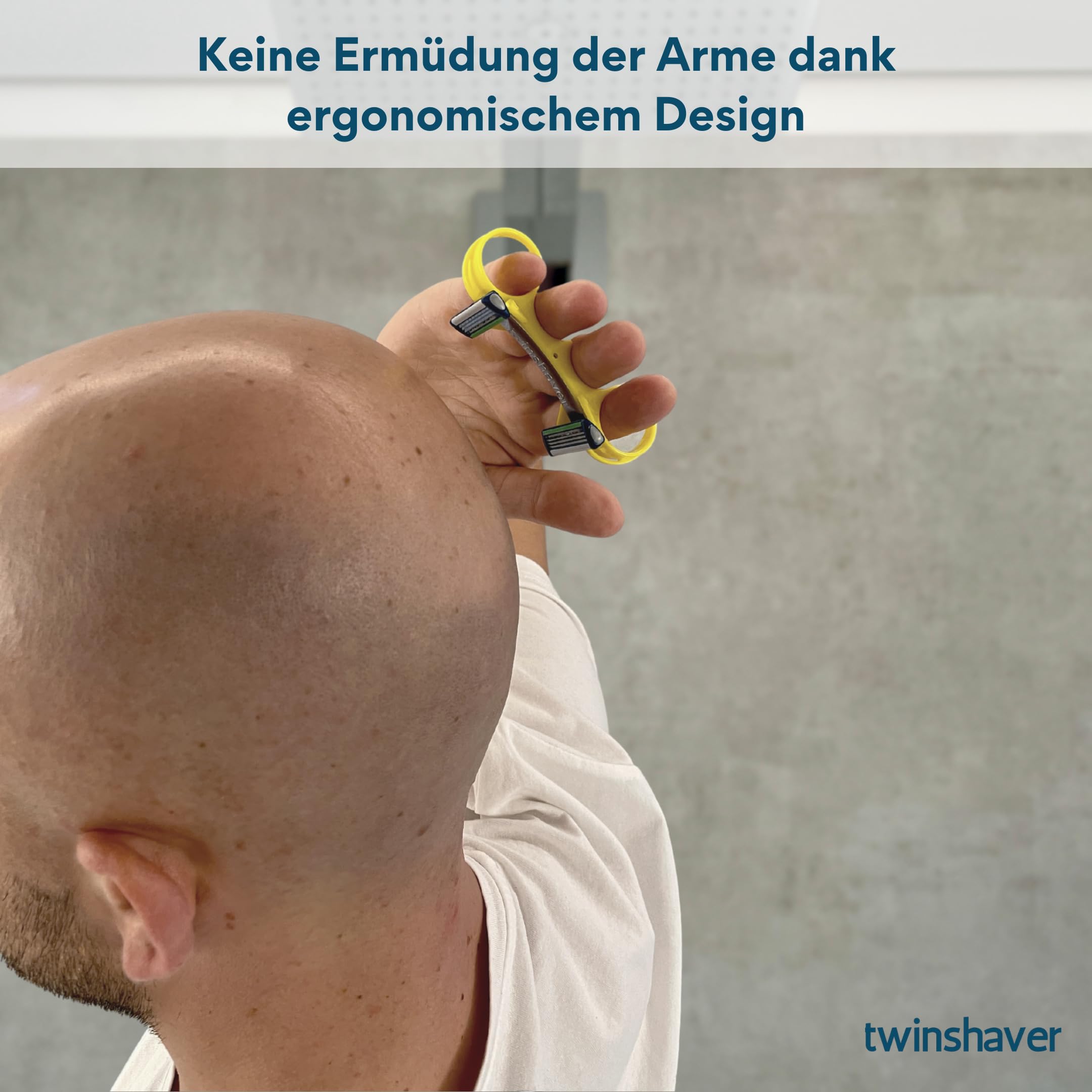 twinshaver Glatzen Rasierer Herren 0mm - Schnittschutz & 80% Zeitersparnis, Kopfrasierer Glatze + 4 Klingen, Doppel-Nassrasierer (Schwarz)