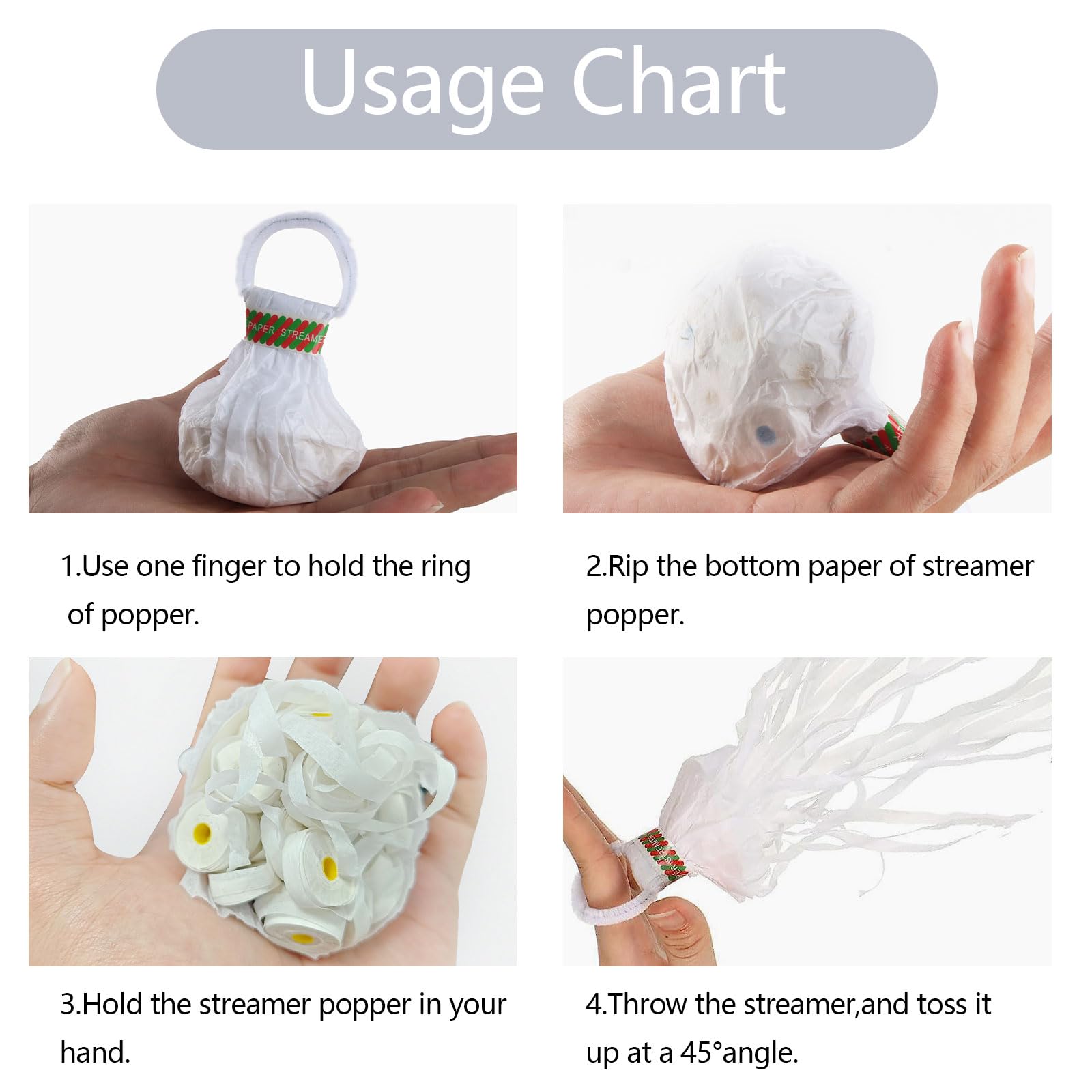Stelle Filanti Carnevale, Hillylolly 10 Pezzi Spara Lancia Stelle Filanti Compleanno Sposa, Matrimonio, Facile da Pulire, per Compleanni, Matrimoni, Feste di Capodanno(Bianco)