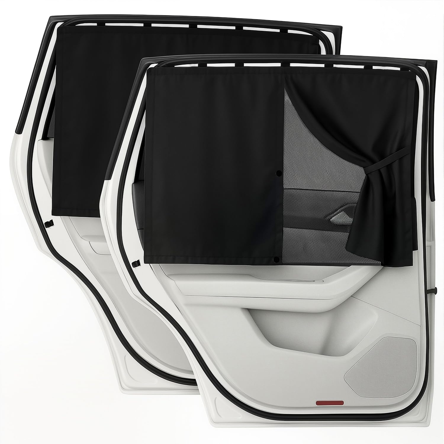 EZTIME Car Window Shades, 2 Pack Magnetic Double Layer Window Shade for Baby in Car, Adjustable Privacy Blackout/See-Through Back Window Curtains for