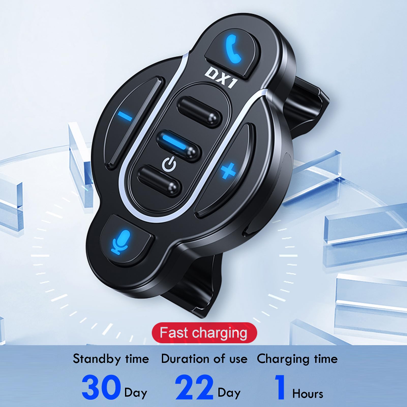 Docooler Controllore BT moto telecomando manubrio impermeabile controllore chiamata/musica assistente vocale, tasti multimediali telecomando per bicicletta elettrica moto