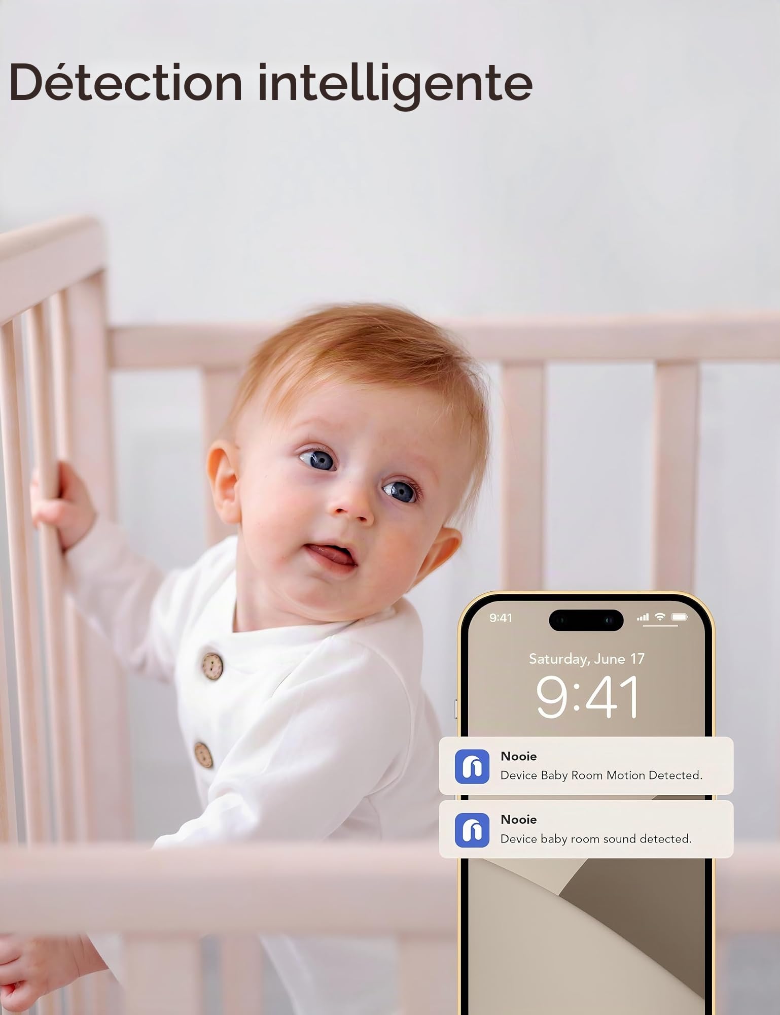 [Exclusivité Amazon] Nooie 2K Baby Monitor avec Carte Micro SD, pour bébé Nounou Personnes âgées et Surveillance d'animaux domestiques, Fonctionne avec Alexa
