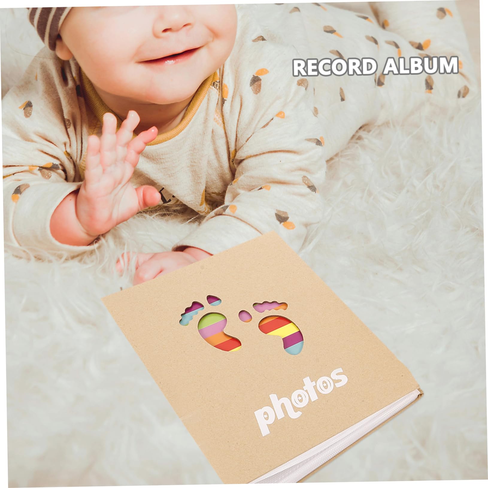 HANABASS 4 Teiliges Fotoalbum Kleines Tragbares Erinnerungsalbum für Erstes Jahr Einsteckseiten Vielseitig für Fotos Karten und Andenken Perfektes zur Babyfeier