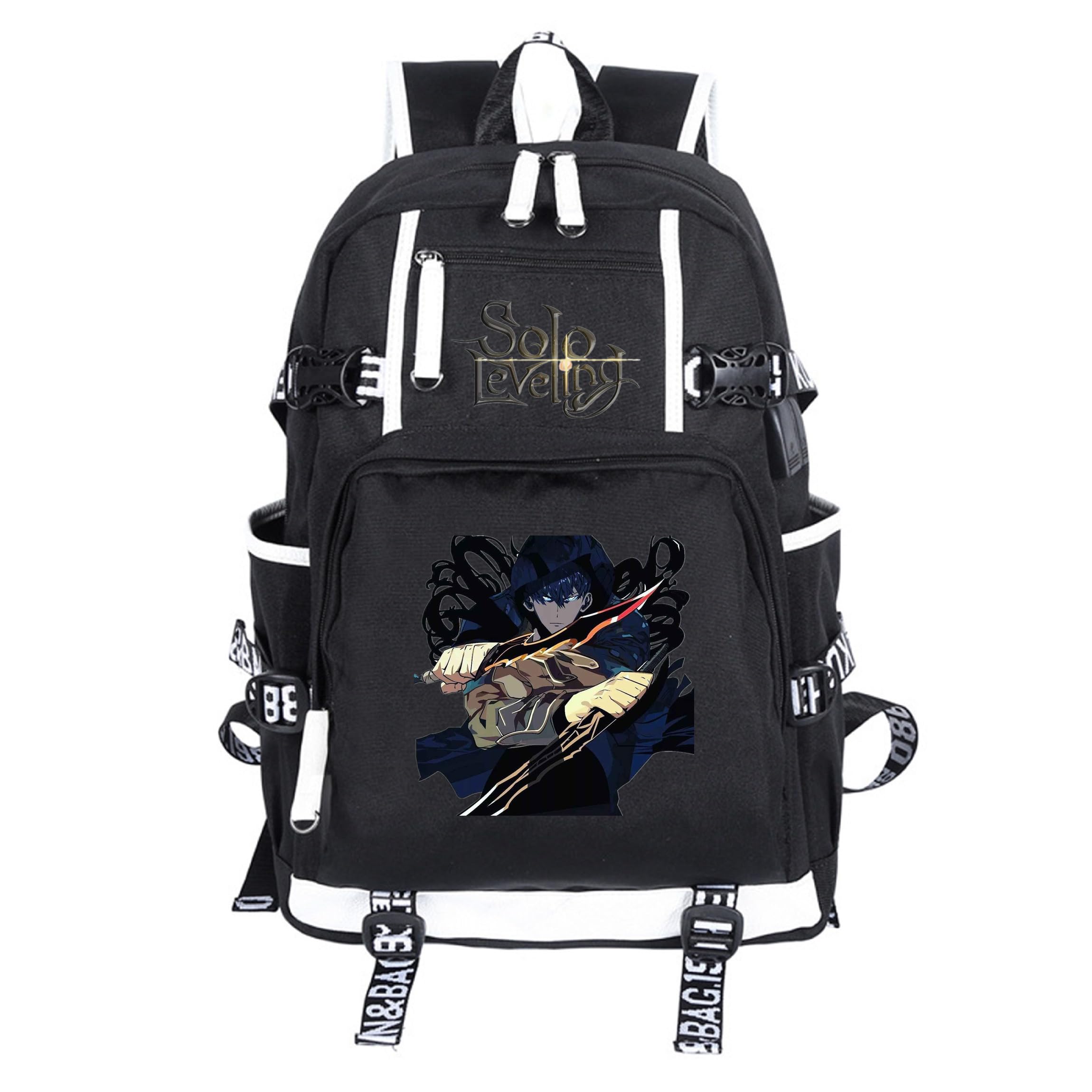 ISaikoy Anime Solo Leveling Backpack Bookbag Daypack School Bag Laptop Bag with USB Charging Port 7