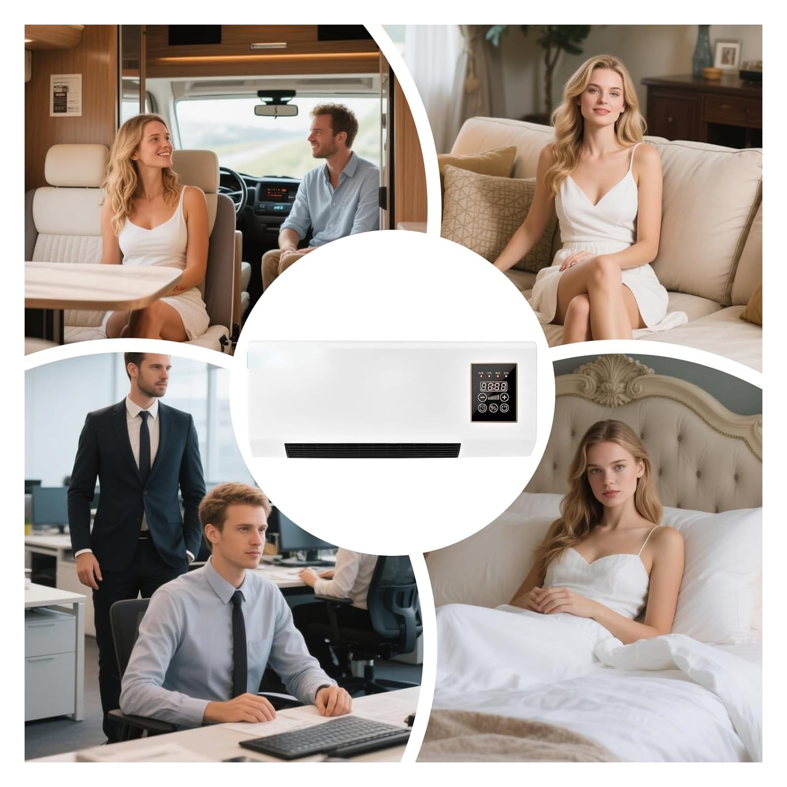 Aire Acondicionado Sin Conductos, Unidad De Aire Acondicionado Mural Con Control Remoto, 2000 W De Refrigeración Y Calefacción Para Dormitorio Y Sala De Estar, Sistema Mini Split Silencioso Para | hot cool fan heater wall mount control remoto heating cool
