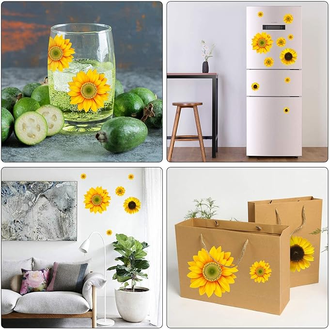 54 Piezas Vinilos Decorativos Girasol y Mariposa 3D para Pared miniatura 4