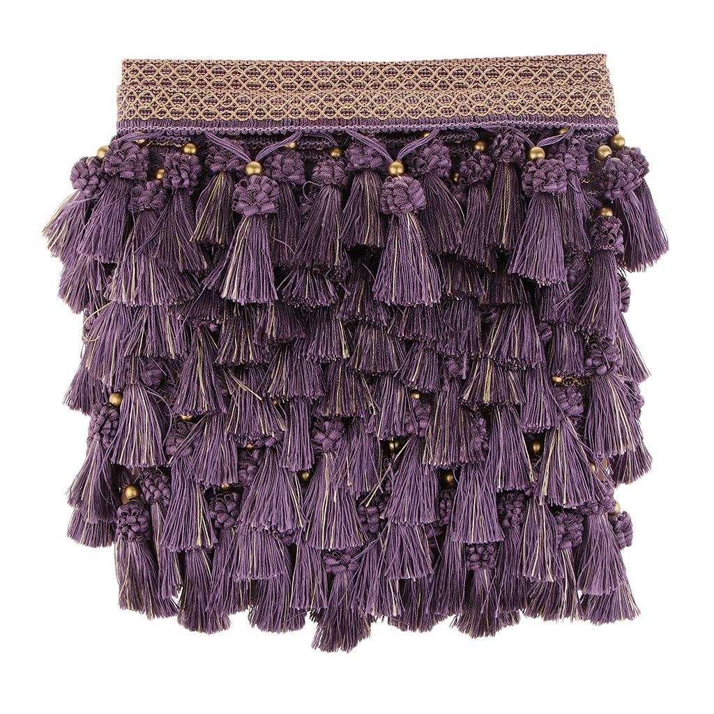 Frange à franges vintage pour rideaux, coussins, vêtements (violet foncé)