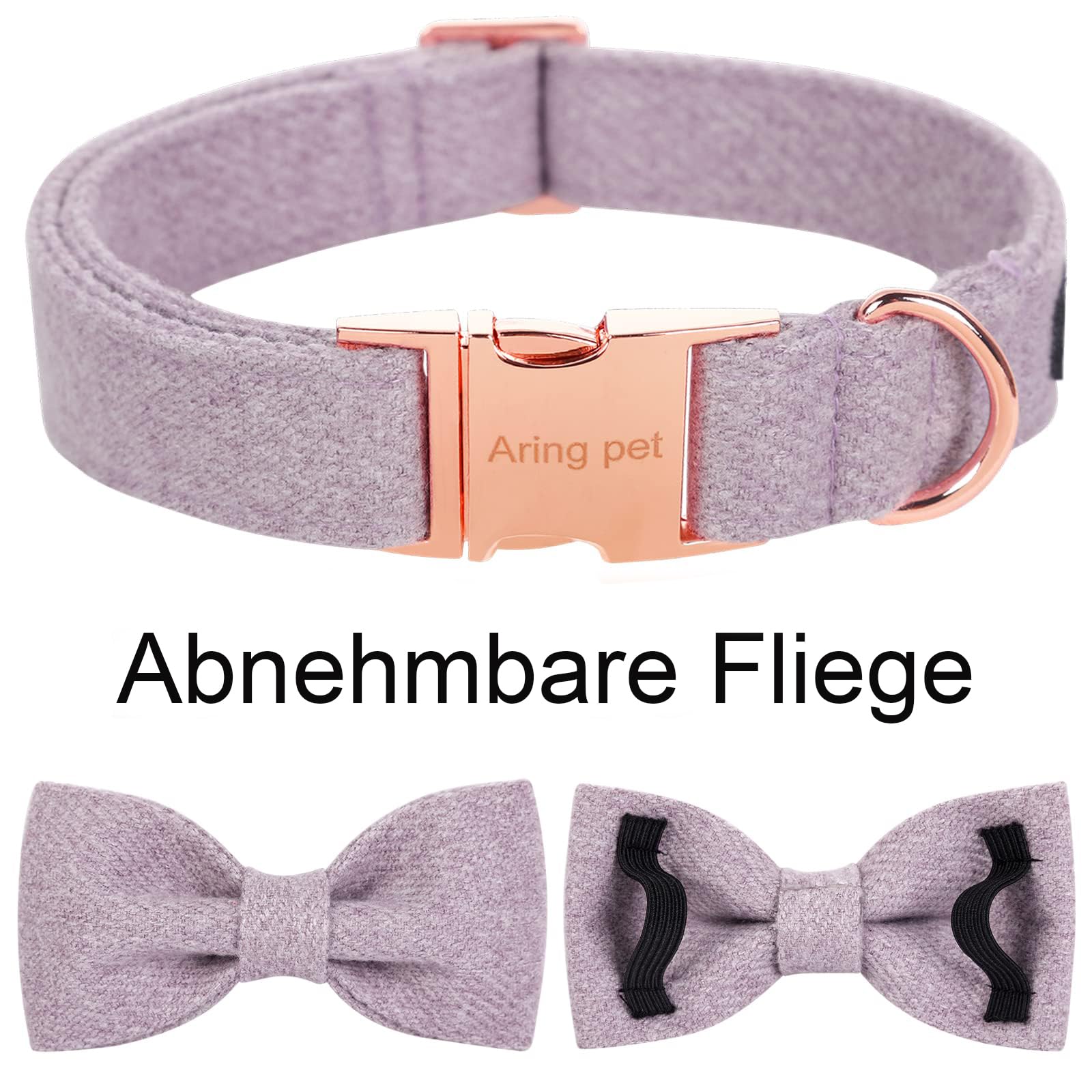 ARING PET Hundehalsband Mit Schleife – Verstellbares Baumwoll-Halsband Mit Metall-Schnalle Für Kleine Bis Große Hunde