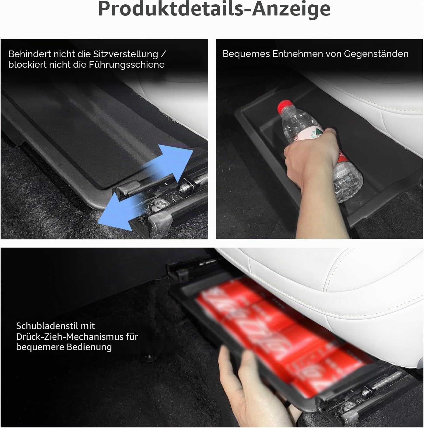 smabee Aufbewahrungsboxen für Vordersitz, Untersitz, für Xpeng G6, versteckte 1. Reihe, Organizer-Tablett, Xpeng G6, Zubehör, wetterfest, TPE, schwarz, 2 Stück