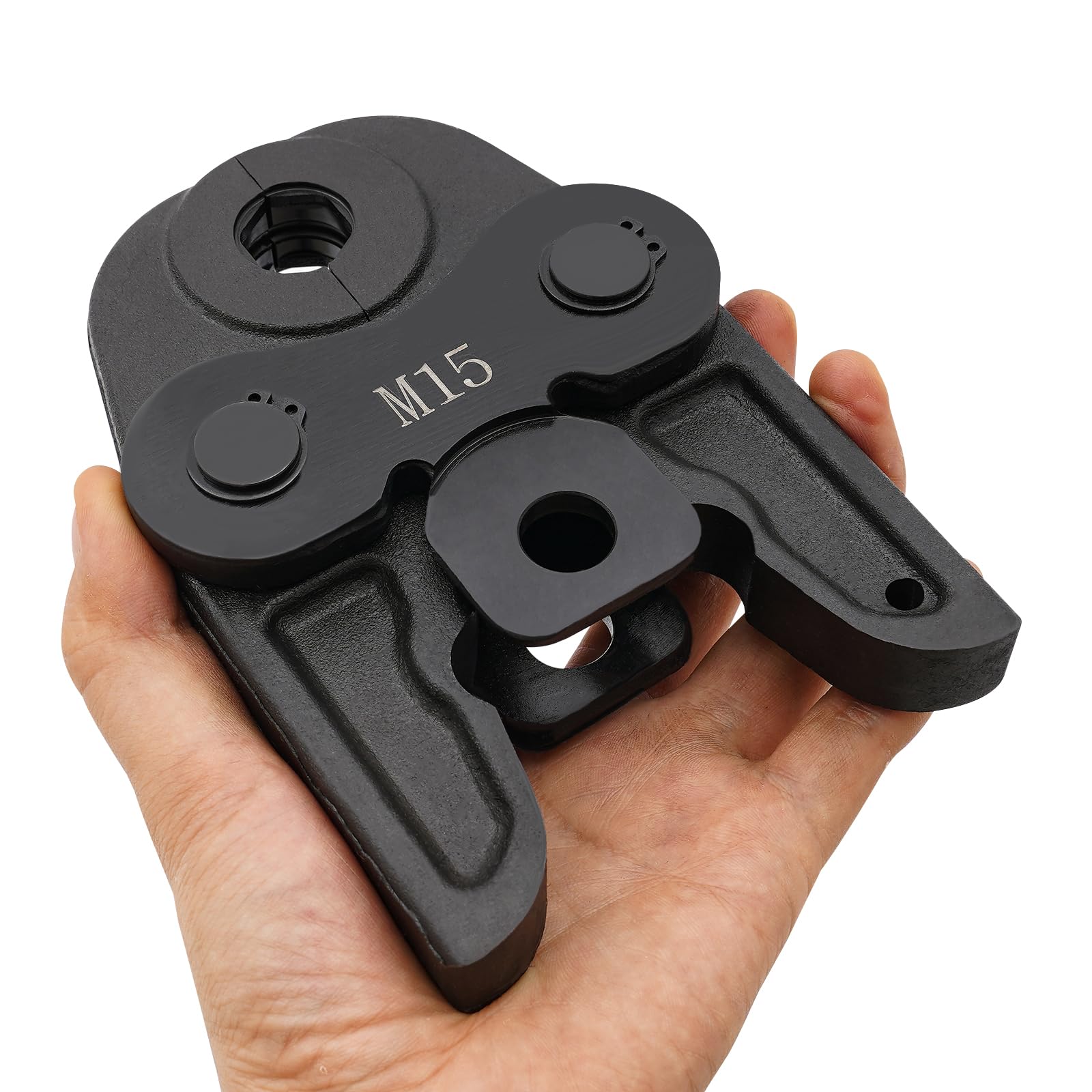 Mordaza de presión M15 compacta, mordaza para herramientas de prensado, mordaza de crimpado, 0,8 – 1,2 mm, grosor de tubo adecuado para prensar tubos de cobre, acero inoxidable y aluminio y plástico