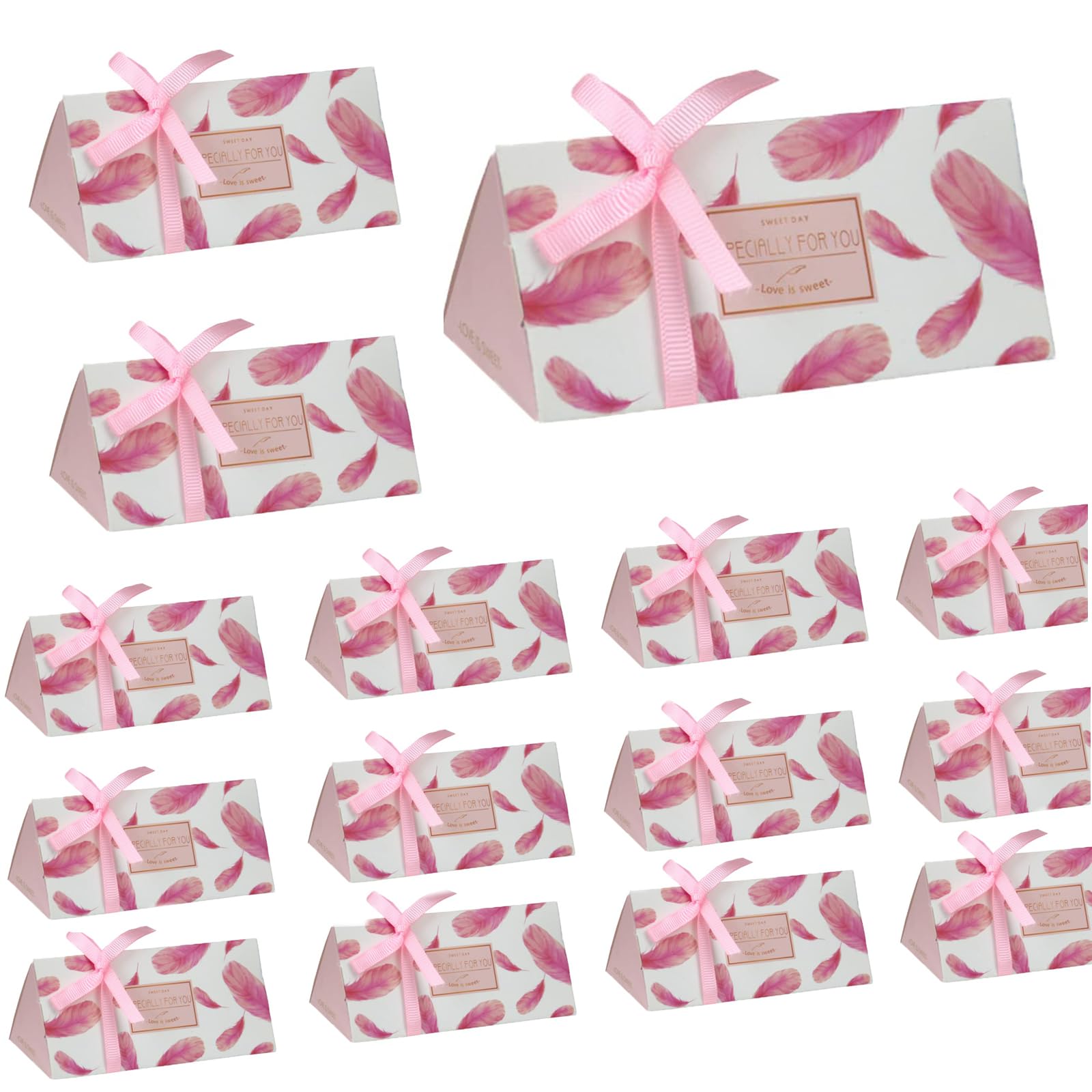 KASTWAVE Paper Candy Boxes, 50 PCS Sweet Wedding Favour Boxes, Party Gift Bags, Creative Paper Treat Boxes, Triangular Party Packs Party Decorations