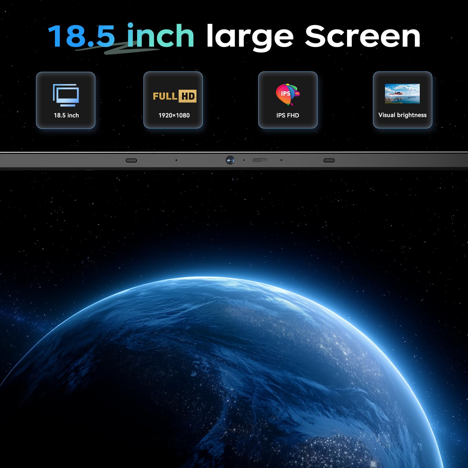 Tivique 18,5" pc portatile, Processore N150, 8000mAh computer portatile FHD 4 Core 16GB RAM 512GB SSD, Display IPS 1920x1080, Schermo FHD, HDMI & USB-C, 3X USB3.2, Laptop Leggero per Studio e Ufficio