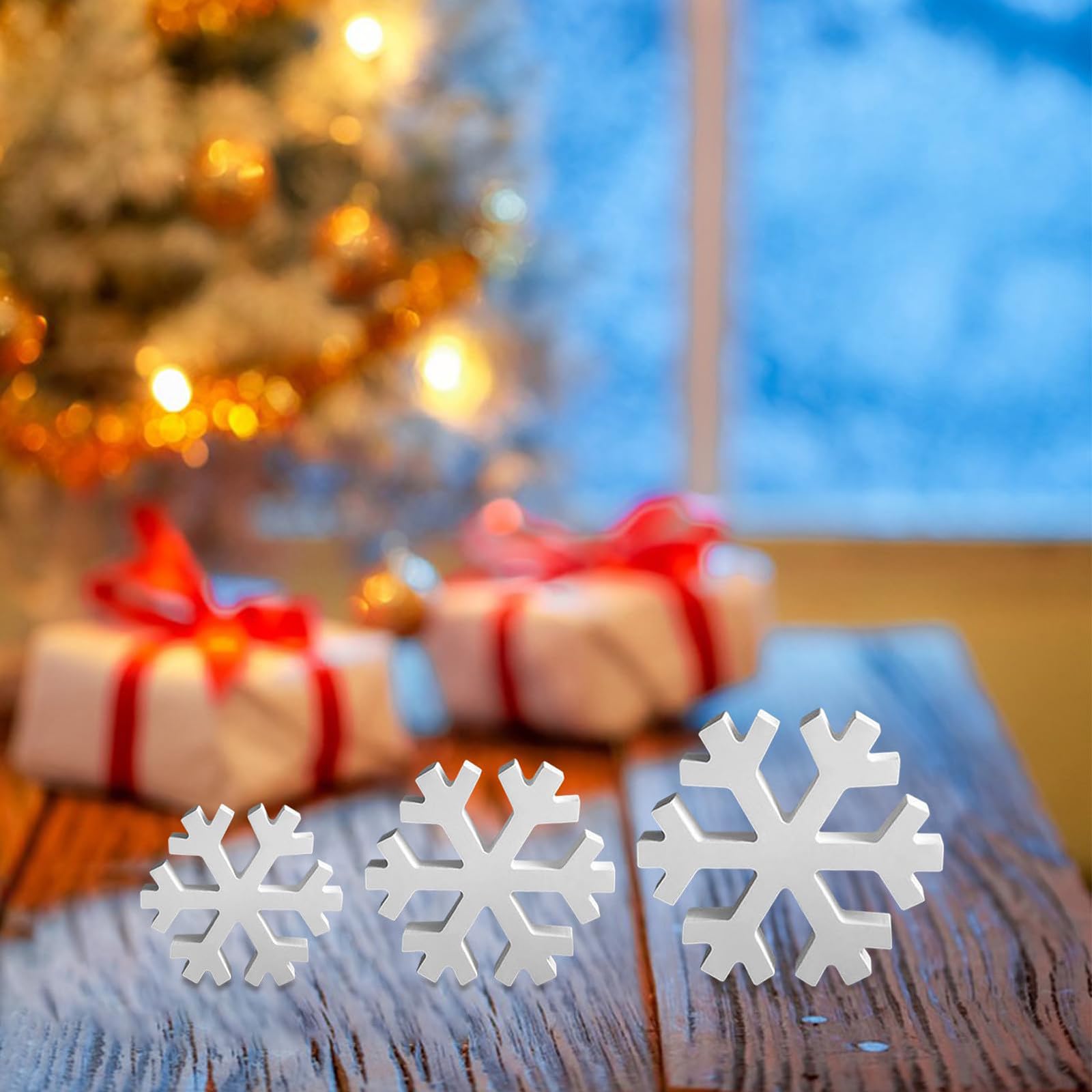 Set di 3 decorazioni natalizie a forma di fiocco di neve, per fai