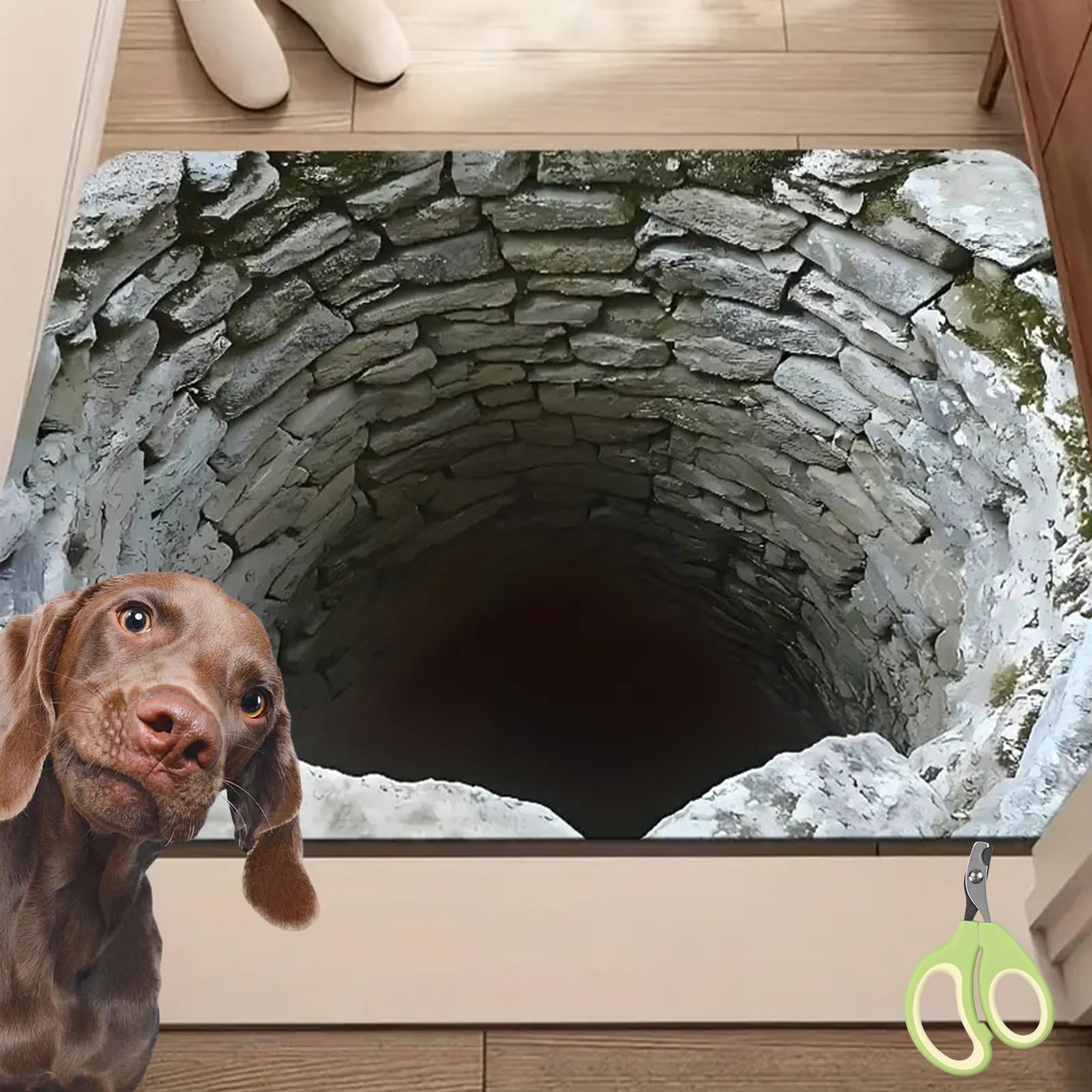 2026 Muti-Design 3D Rugs Optical Illusion, Get Scared, Rug That Looks Like a Hole, Optical Illusion Rugs, As Test & Game with Your Cat or Dog (E-23.6x35.4in)