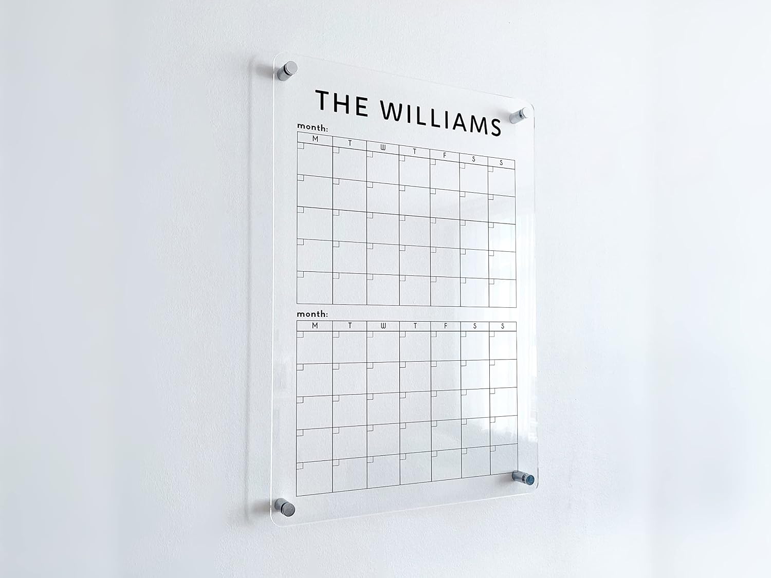 Vertical Two Month Wall Board Personalized Planner - Personalized Calendar 2026, Family Calendar w Marker, Monthly and Weekly Double Month (24"x36", Standard Package)