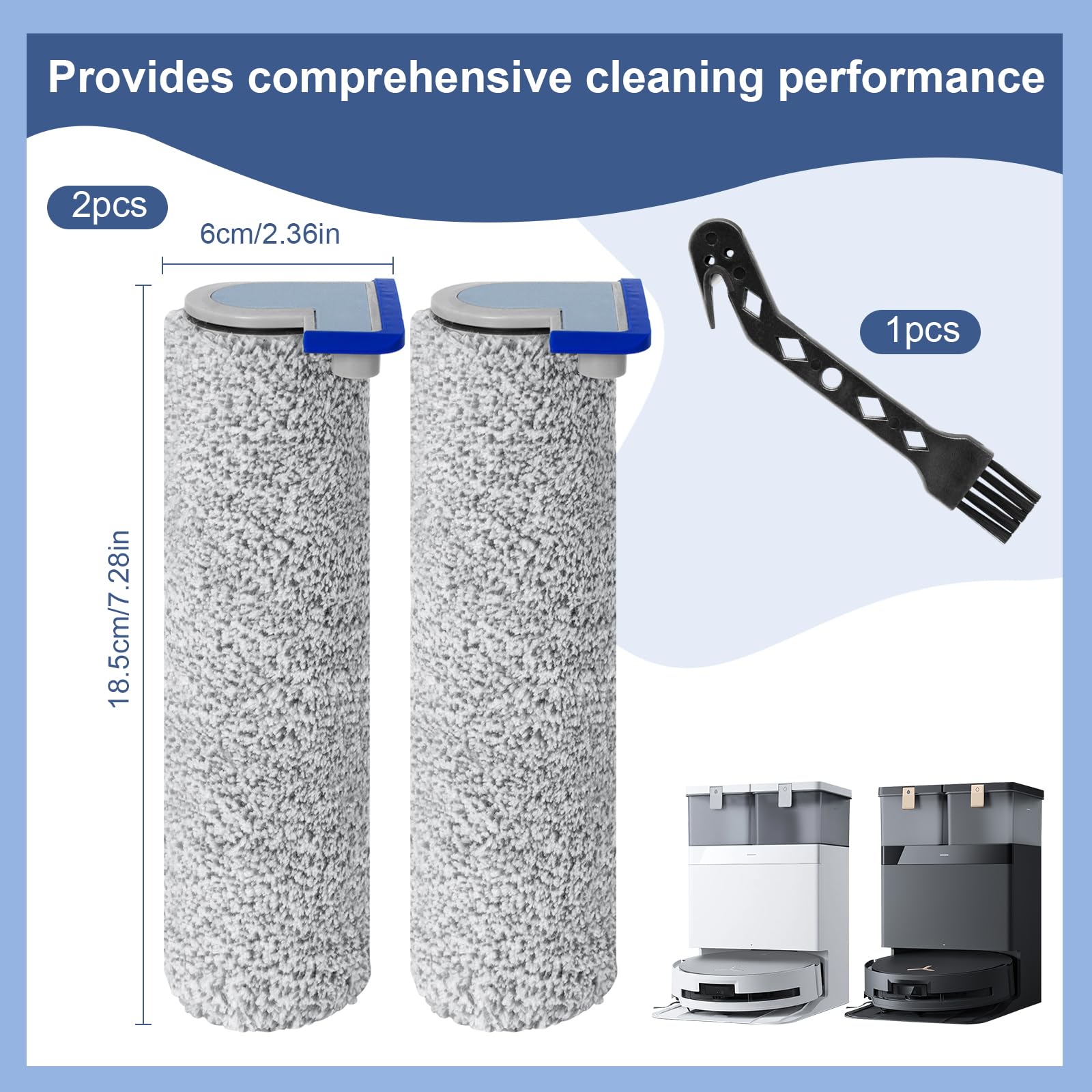 Ersatz Bürstenrolle & Wischwalze Für Ecovacs Deebot X8 Pro Omni / X8 Omni – 2x Walze, 1x Seitenbürste
