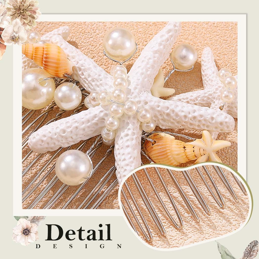 Evild Starfish Hair Comb Mermaid Hair Accessories Beach Wedding Bride Hair Pieces for Women - Image 6
