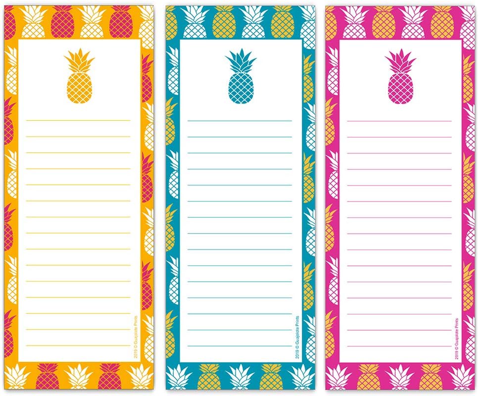 Funny Magnetic Grocery List, Pineapples 3-Pack, Novelty Gift, 4.25 x 7.5 inch