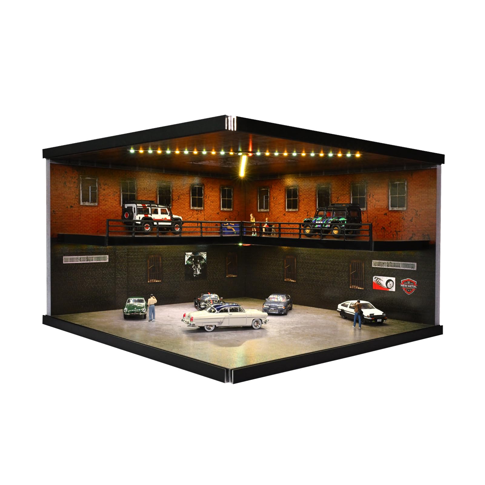 Amazon.co.jp: 1/64 ジオラマ カーガレージモデル LED照明 ダイ
