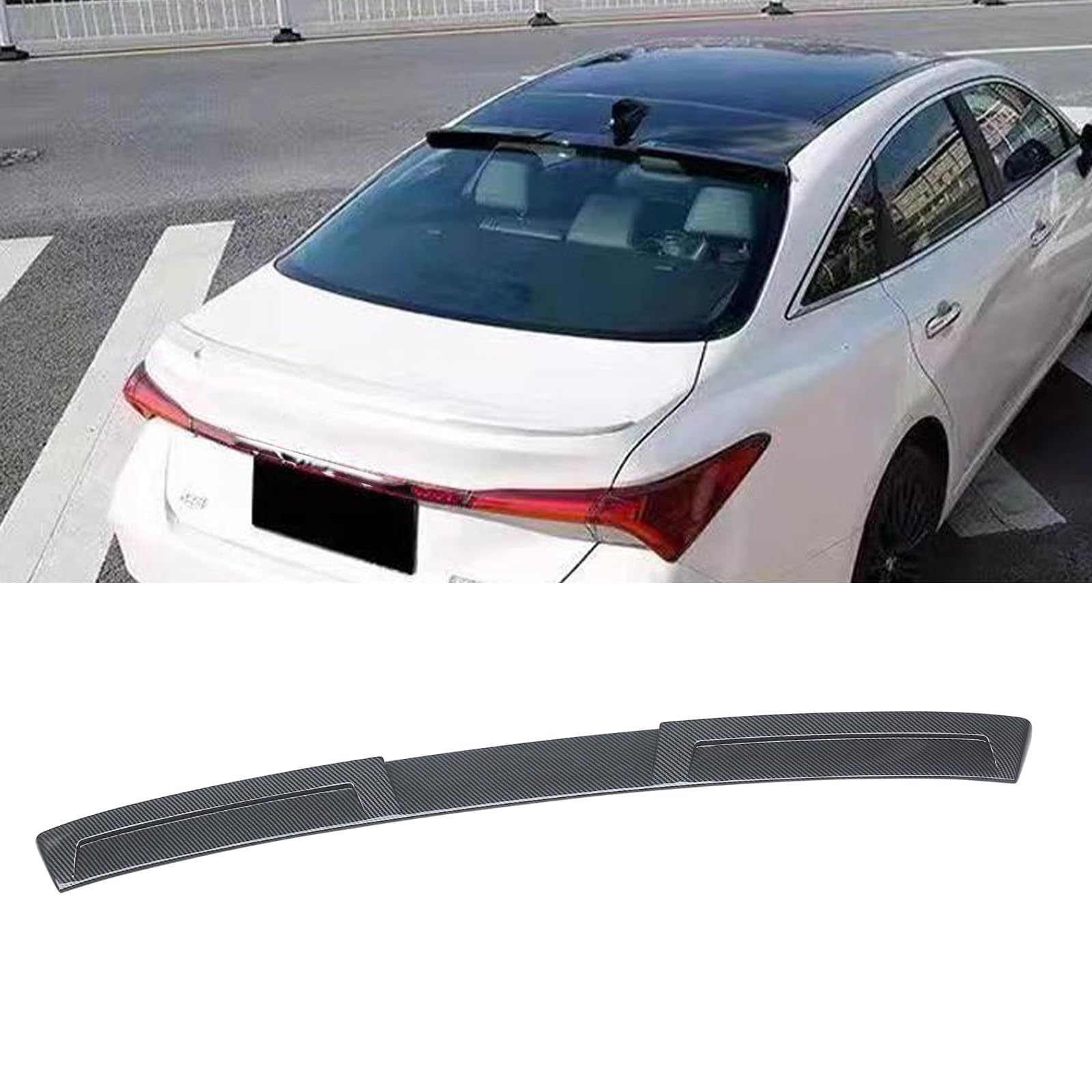 NINTE Roof Spoiler for Toyota 2019-2022 Avalon Hybrid/Limited/Touring/XLE/XSE Carbon Fiber Style Painted ABS Rear Window Roof Top Spoiler Wing