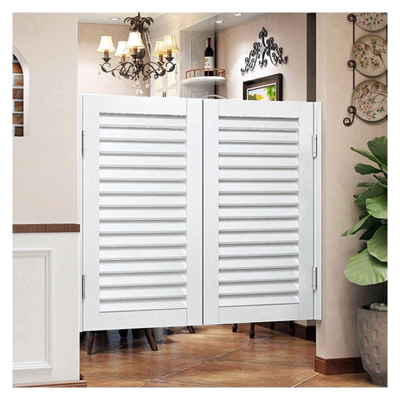 Swing Door Louvered, Indoor Double Open Solid Wood Retro Cowboy Door Partition, Patio Balcony Fence Gate, 2 Colors Customizable (Color : A, Size : 75x90cm)