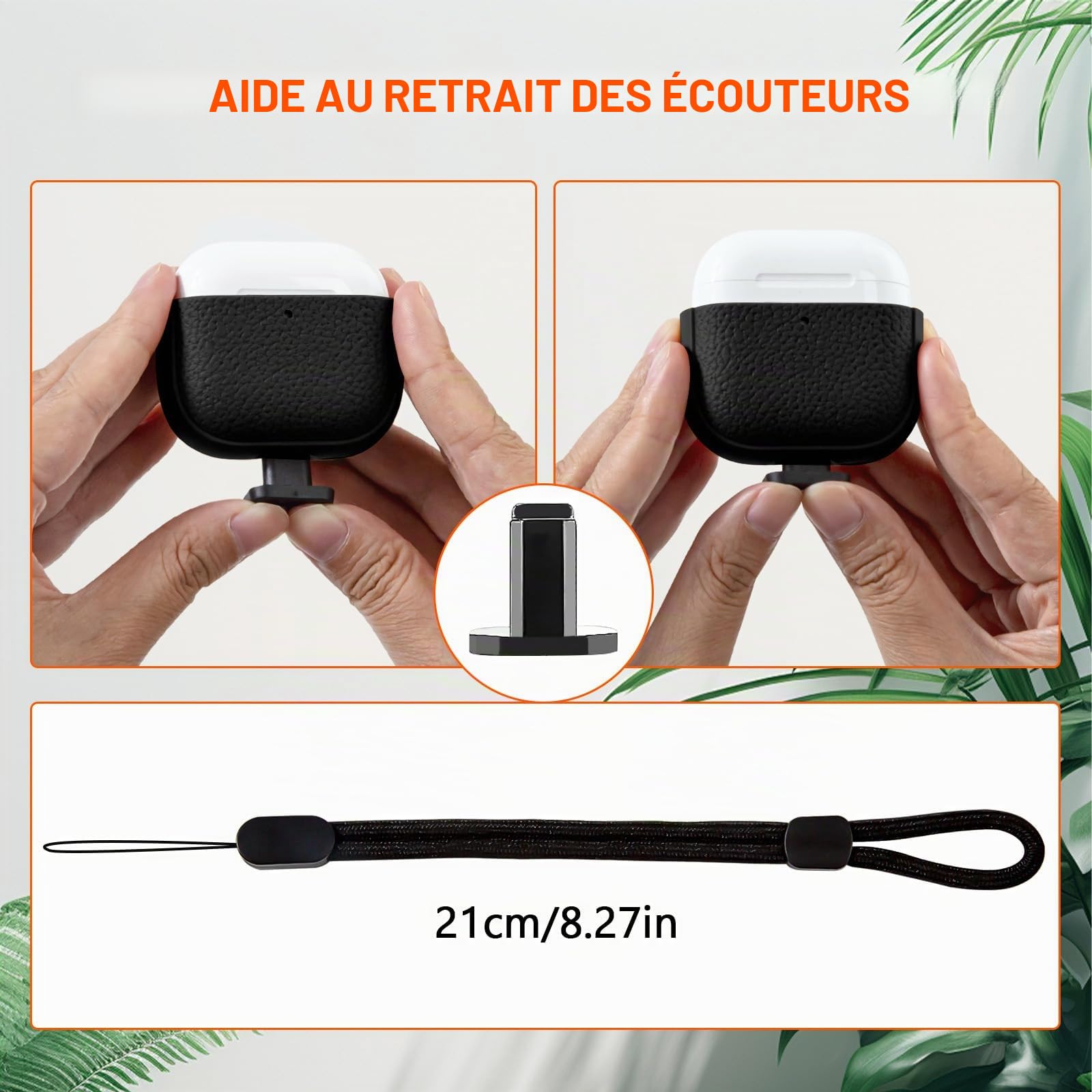 Coque AirPods 4 avec Dragonne, Protection Étui AirPods 4th Generation, Recharge sans Fil Noir