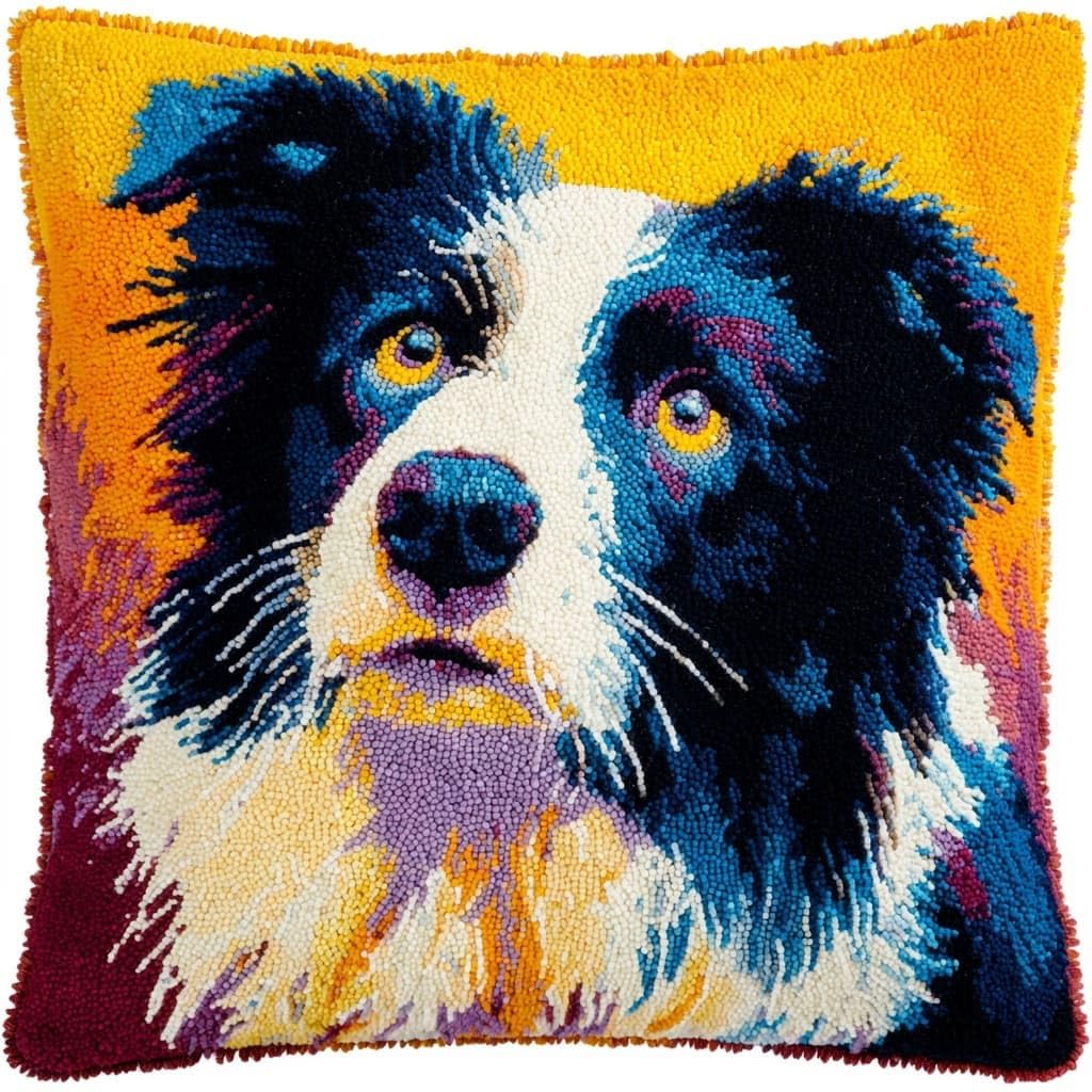 Henypt Latch Hook Cushion Kits Dog