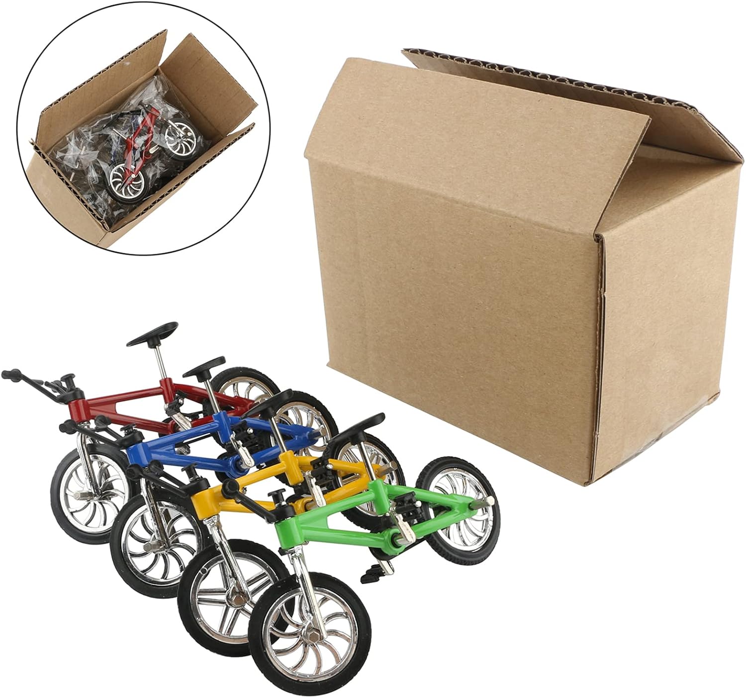 Mini Bike Finger Bike Finger Skateboard Set,Excellent Functional Miniature Toys Mini Extreme Sports Finger Bicycle Skateboard Cool Boy Toy Creative Game Toy Set Collections Cake Decoration (4PCS)