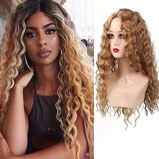 MEIRIYFA Perruque ondulée d'eau - Cheveux synthétiques brésiliens bouclés - Sans colle - 71,1 cm - Pour femme et fille