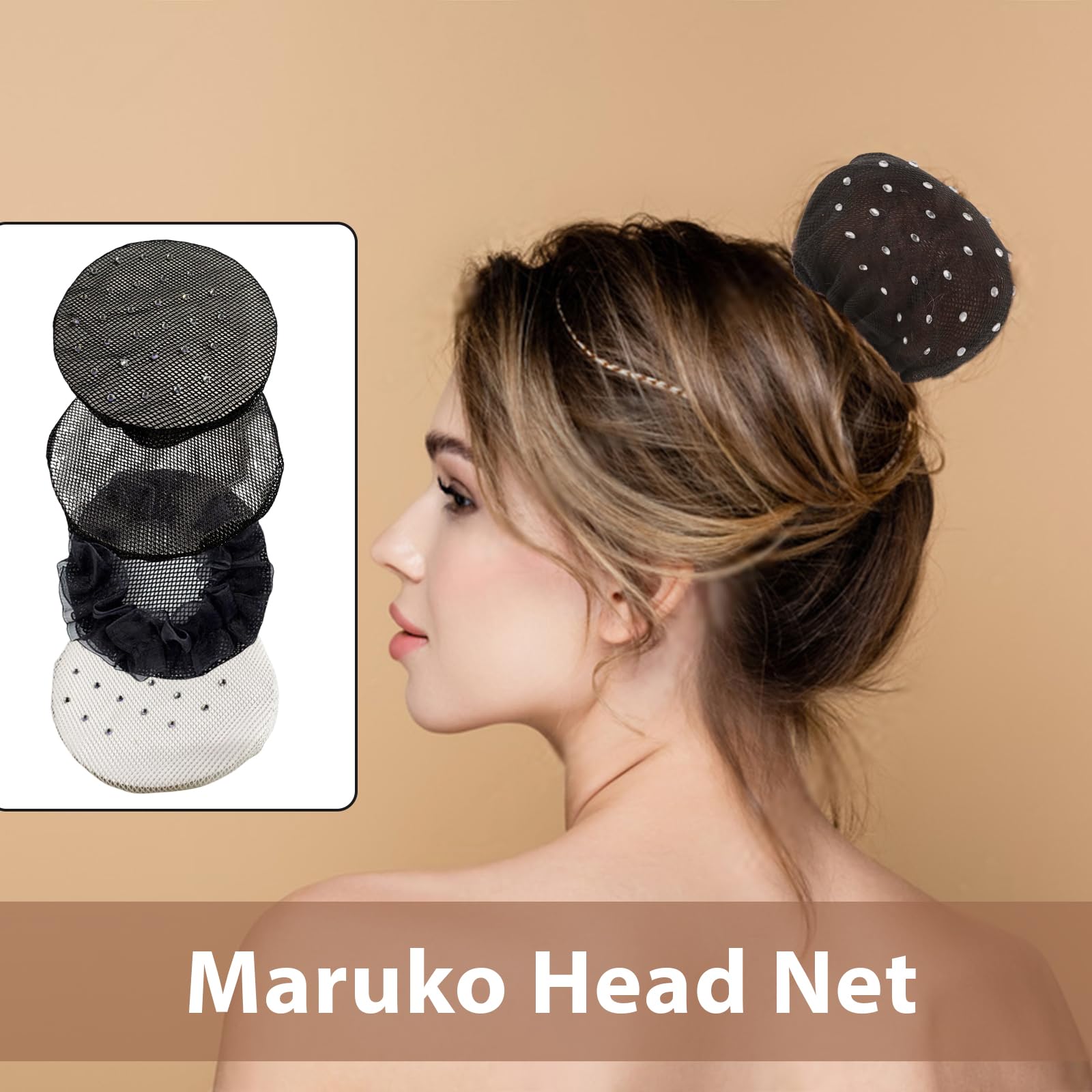 VINZOR Reti per Capelli,Retina per Capelli Chignon,6 Pezzi Retine per Capelli,Retina per Capelli Chignon Bambina,Retine per Capelli Per Hotel,Retina per Capelli Chignon Bambina con Perline