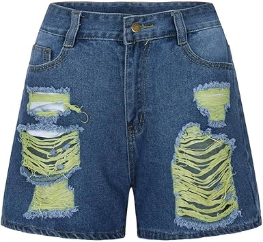Amazon.com: Gahrchian - Pantalones cortos de mezclilla rotos para mujer :  Ropa, Zapatos y Joyería