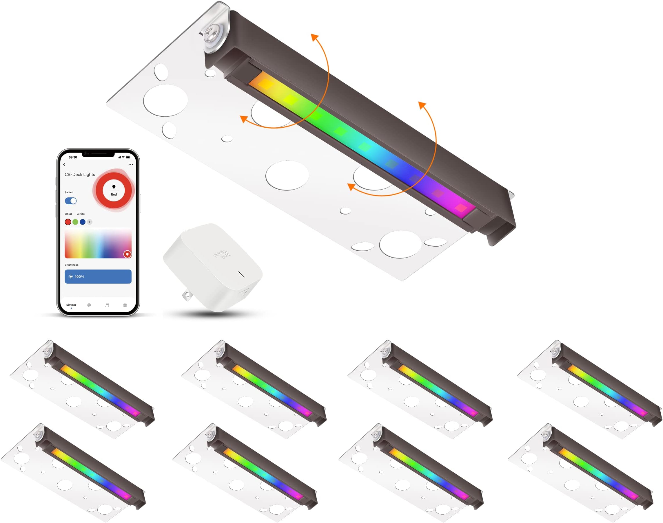 CLOUDY BAY [8 Pack] Low Voltage 7 Inch Smart Hardscape Lighting,3.5W LED Paver Light,2700-6500K Retaining Wall Lights,RGBCW Color Changing,Compatible with Alexa & Google Assistant,Hub Included