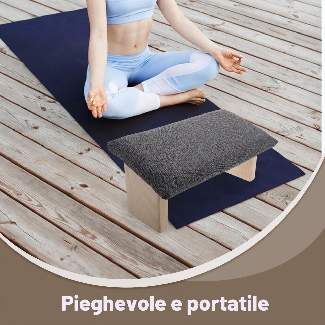 STOBAZA Sgabello pieghevole in legno per preghiera e viaggi, panca portatile con supporto per il ginocchio, design inclinato stabile, 1 pezzo