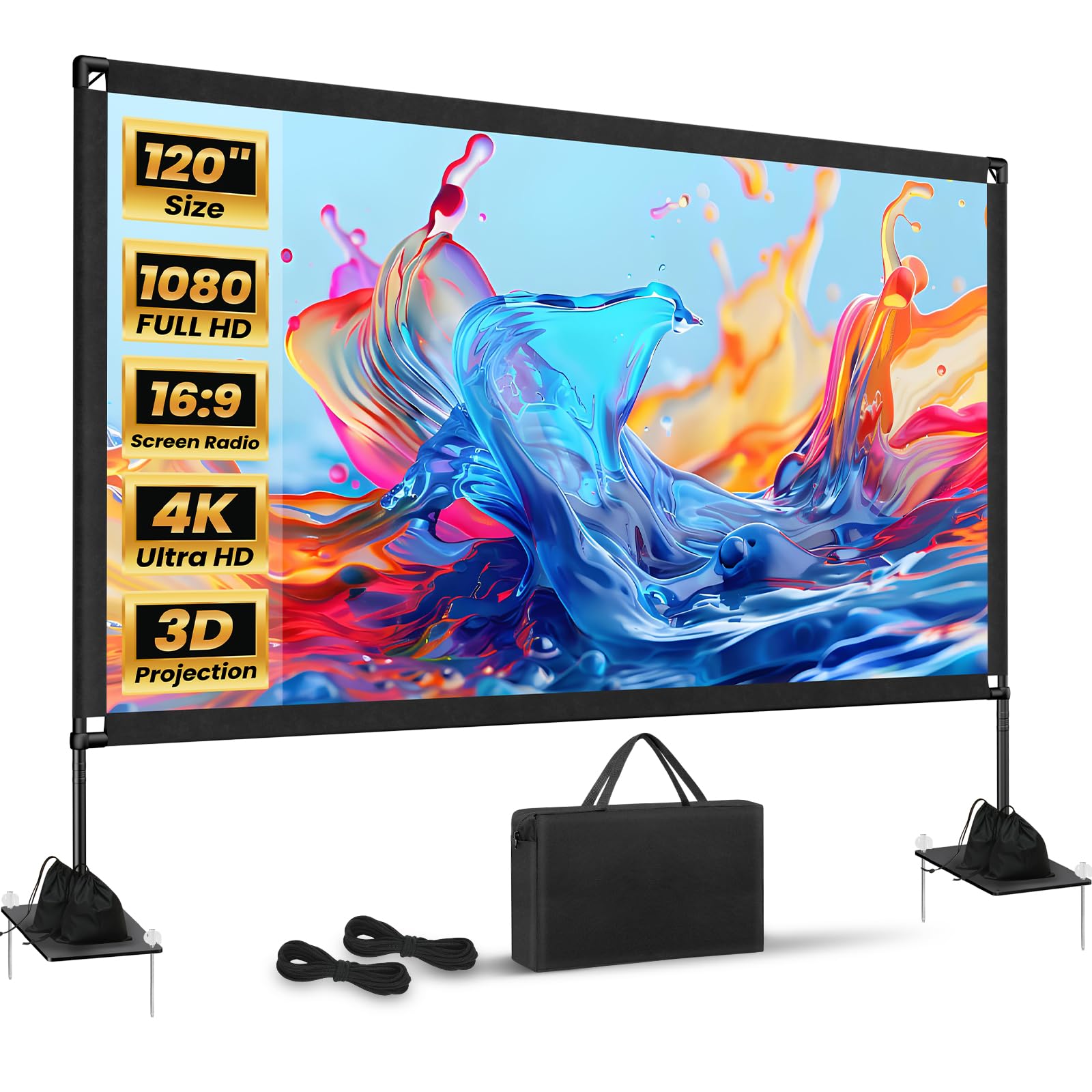 Photo 1 of 120 inch Outdoor Projector Screen with Stand 4K HD Outdoor Indoor