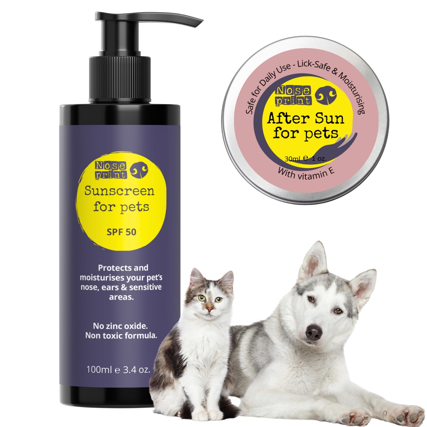 2-Pack Pet Sun Care, SPF 50 Sunscreen Lotion 100ml + After Sun Balm 30ml, Dog & Cat UV Protection & Soothing Recovery