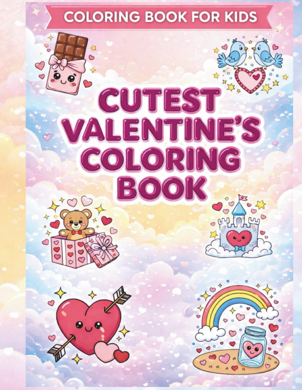 Cutest Valentine's Day Coloring Book for Kids Ages 3+ Toddlers and Preschoolers: Cute Fun Holiday Coloring Pages with Hearts, Animals, and Valentine’s Cards