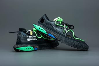 Nike Mens Blazer Low DH7863 001 Off-White - Black/Electro Green - Size 6.5