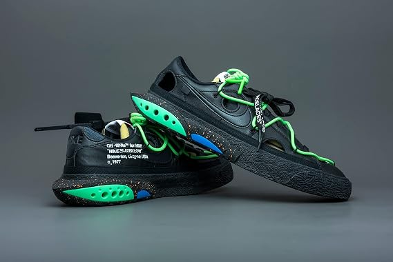 Nike Mens Blazer Low DH7863 001 Off-White - Black/Electro Green - Size 6.5