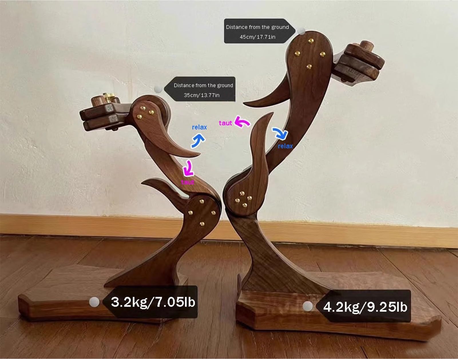 Este Soporte de Bordado Ajustable con Marco de Madera Maciza es un Soporte de Suelo para Aros de Bordado, Manualidades y Costura, Duradero y Elegante.
