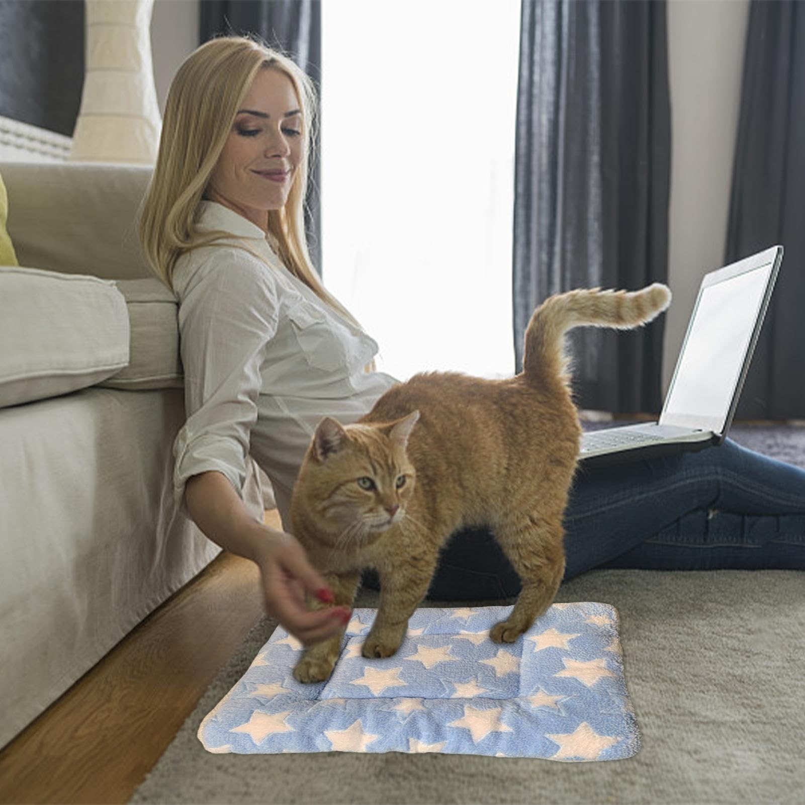 Acogedora manta calmante para gatos, cálida manta para gatos lavable a máquina, almohada para perros, cachorros y gatos, mantas para cachorros para gatos y perros de interior, cama para gatitos para