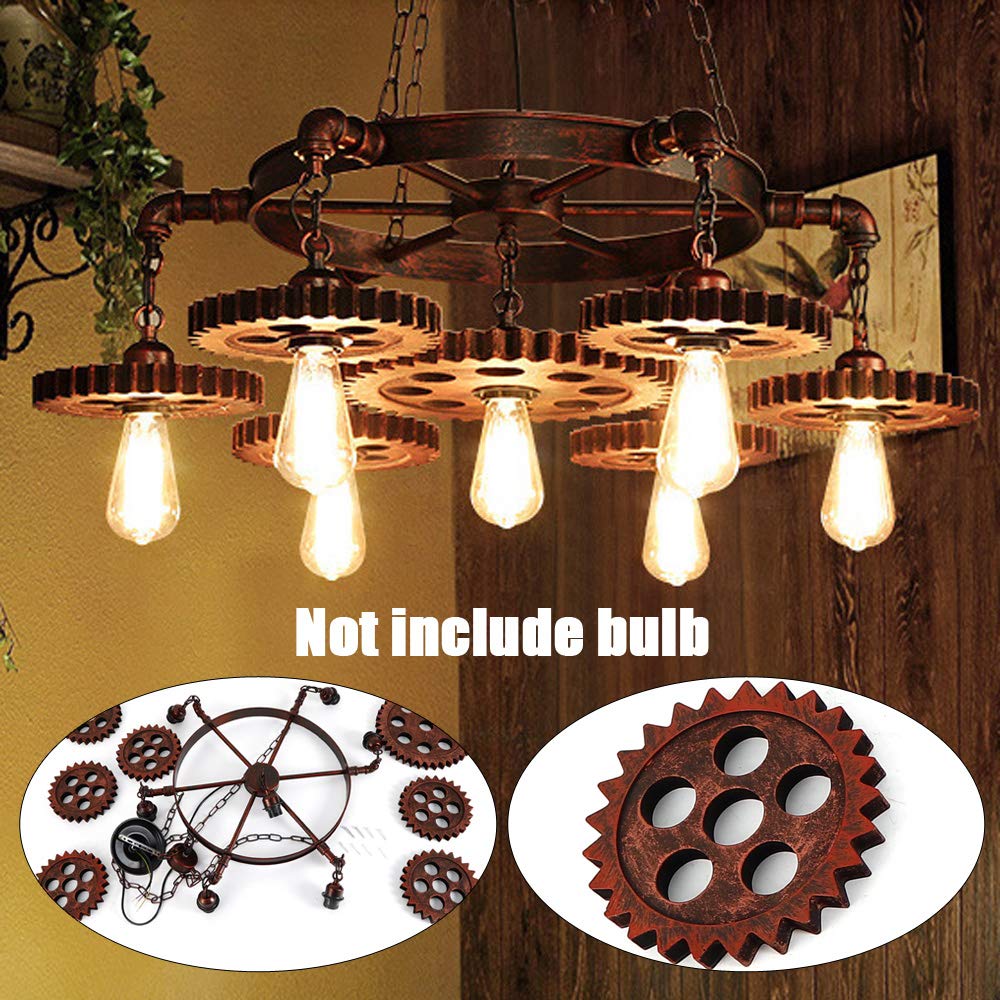 TFCFL 7-Light Steampunk Chandelier Lighting, Industrial Gear